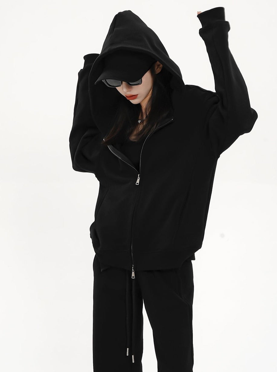 Oversized Zip-Up Hoodie - Unisex Relaxed Fit Sweatshirt Jacket