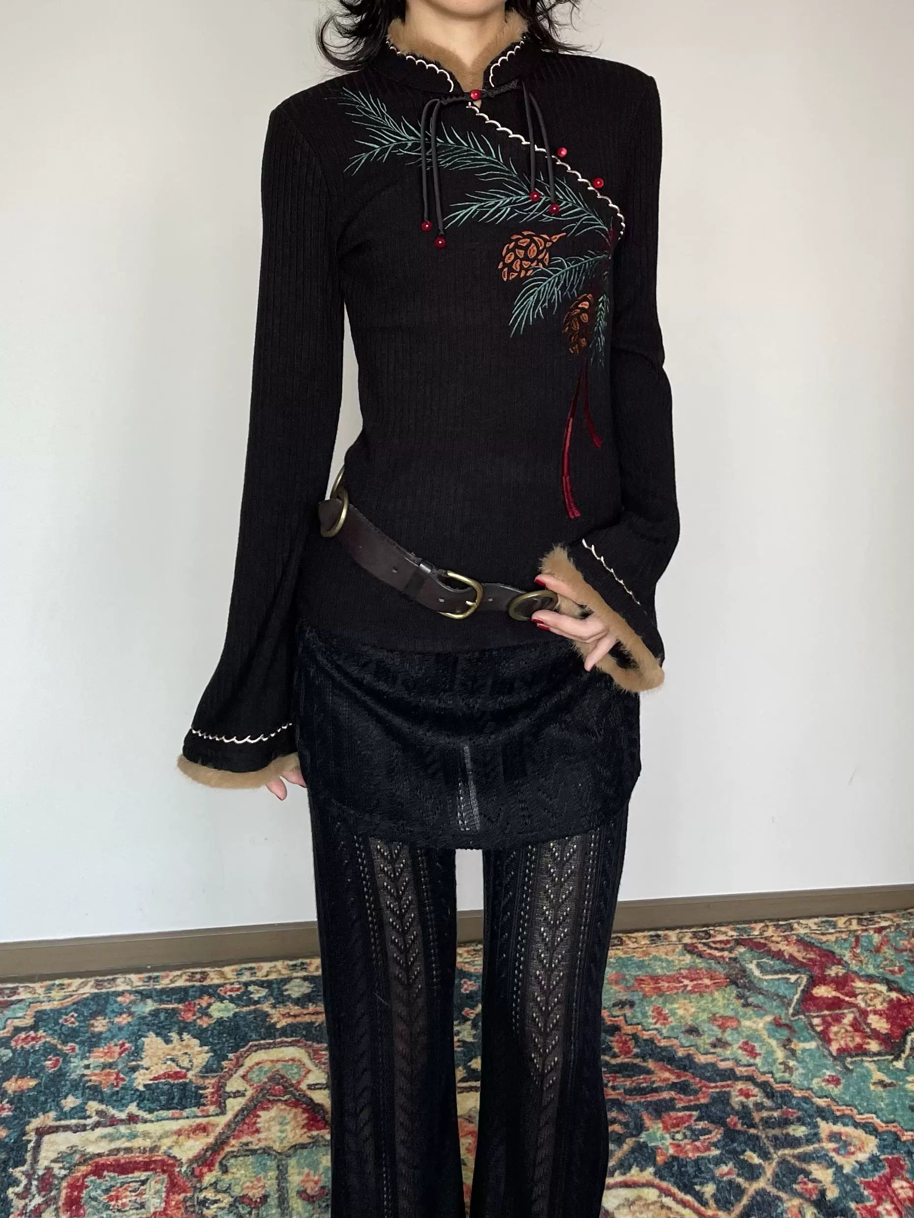 Pine Embroidered Sweater