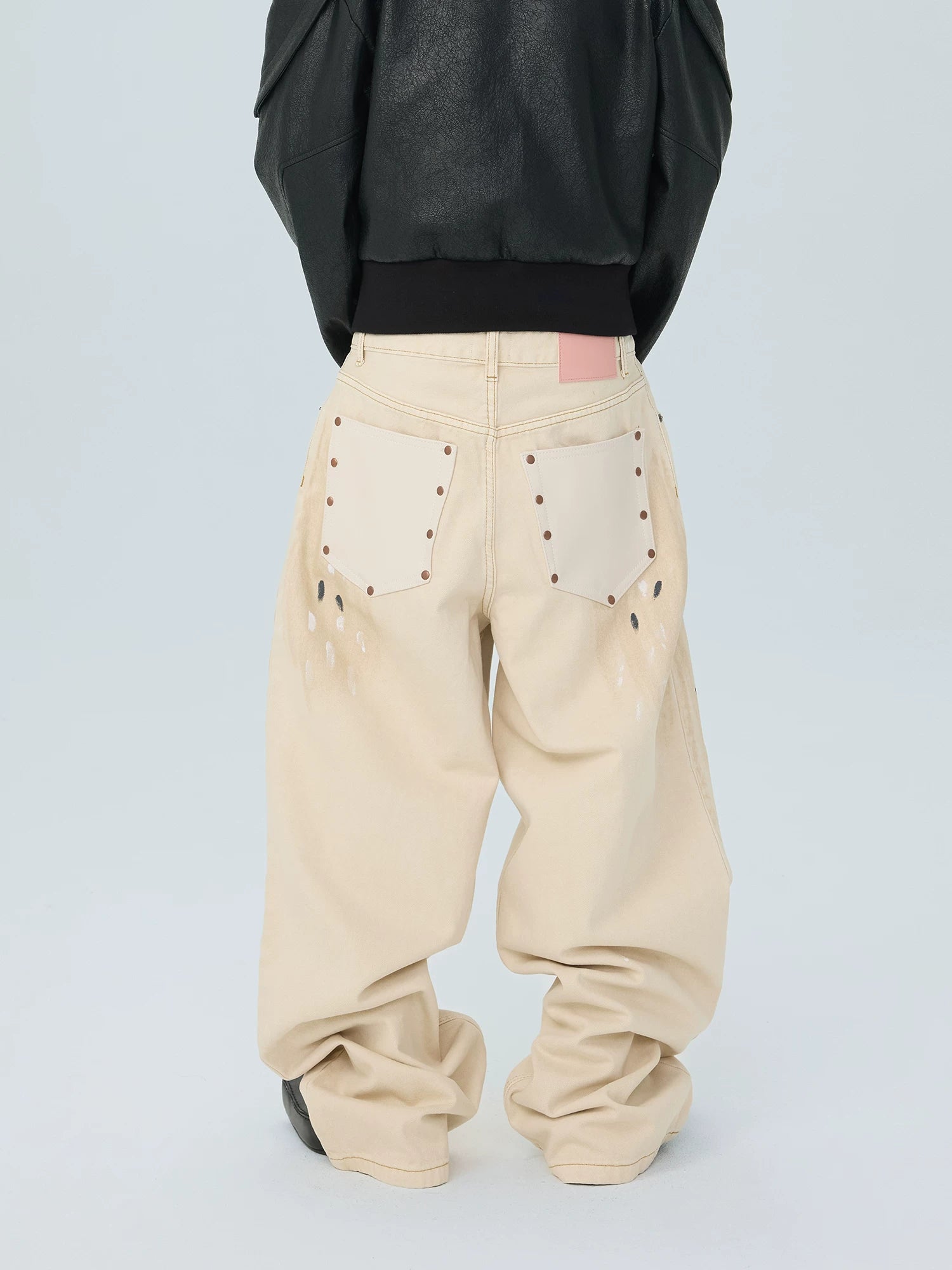 Ivory Paintstroke Balloon Stack Jeans