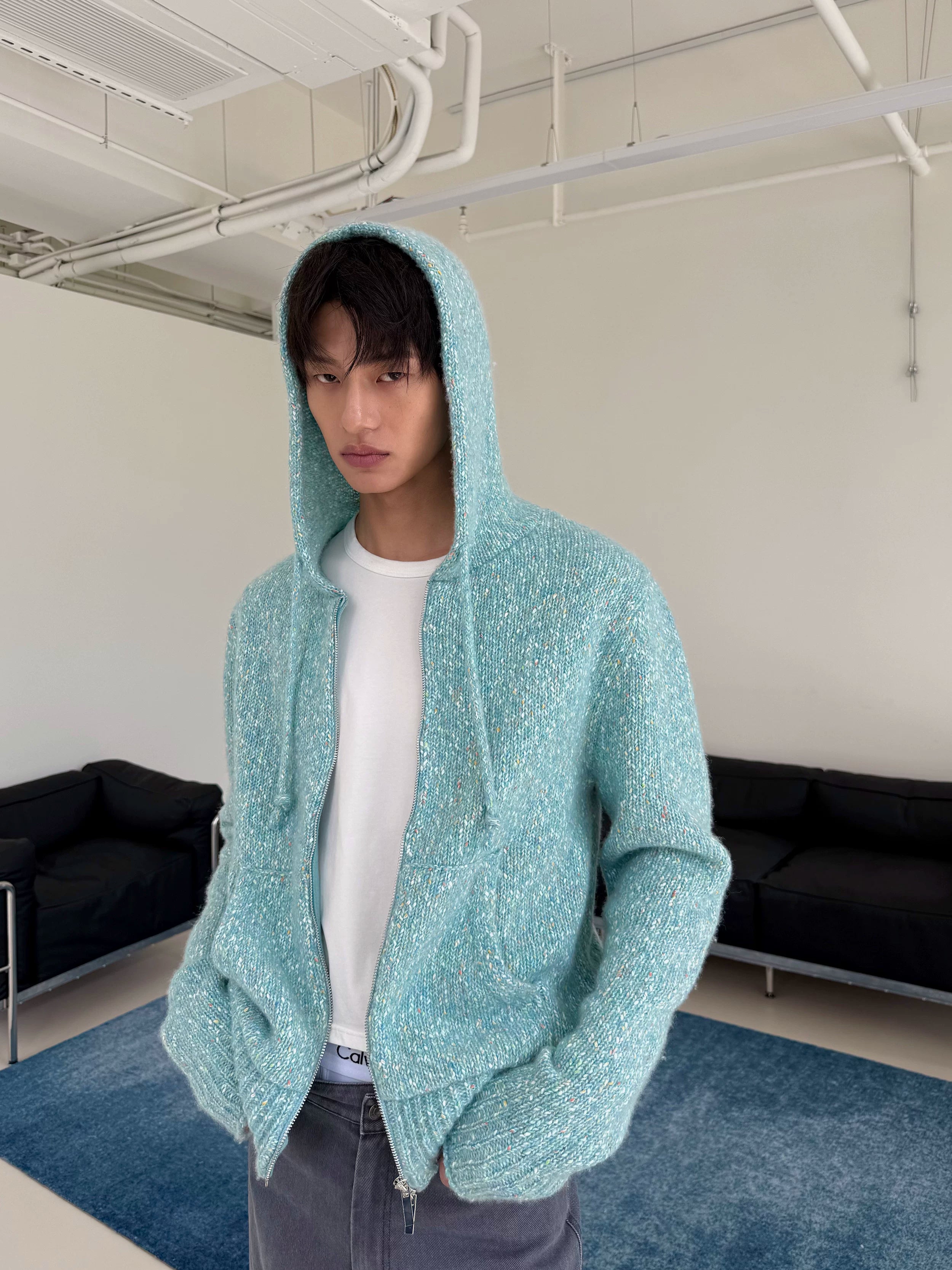 Glacier Mist Fuzzy Zip Hoodie