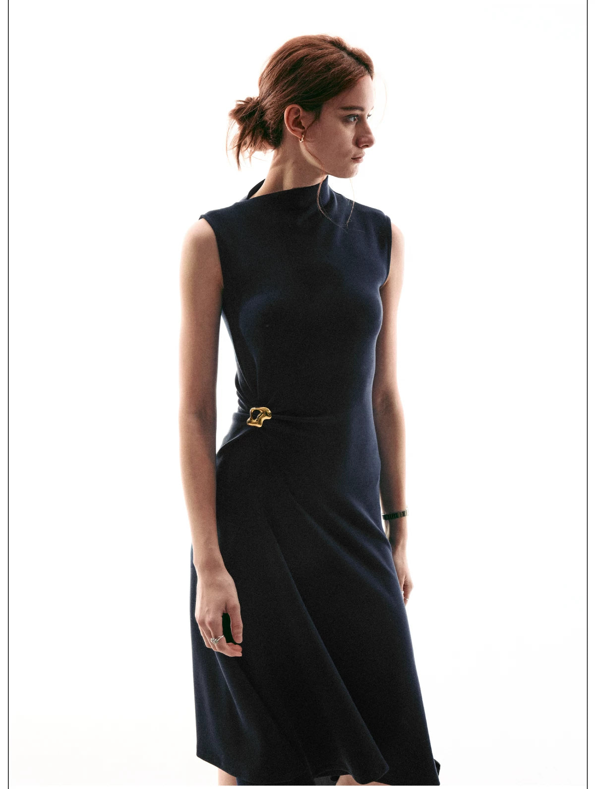 Sculpted Buckle Fit-Flare Dress