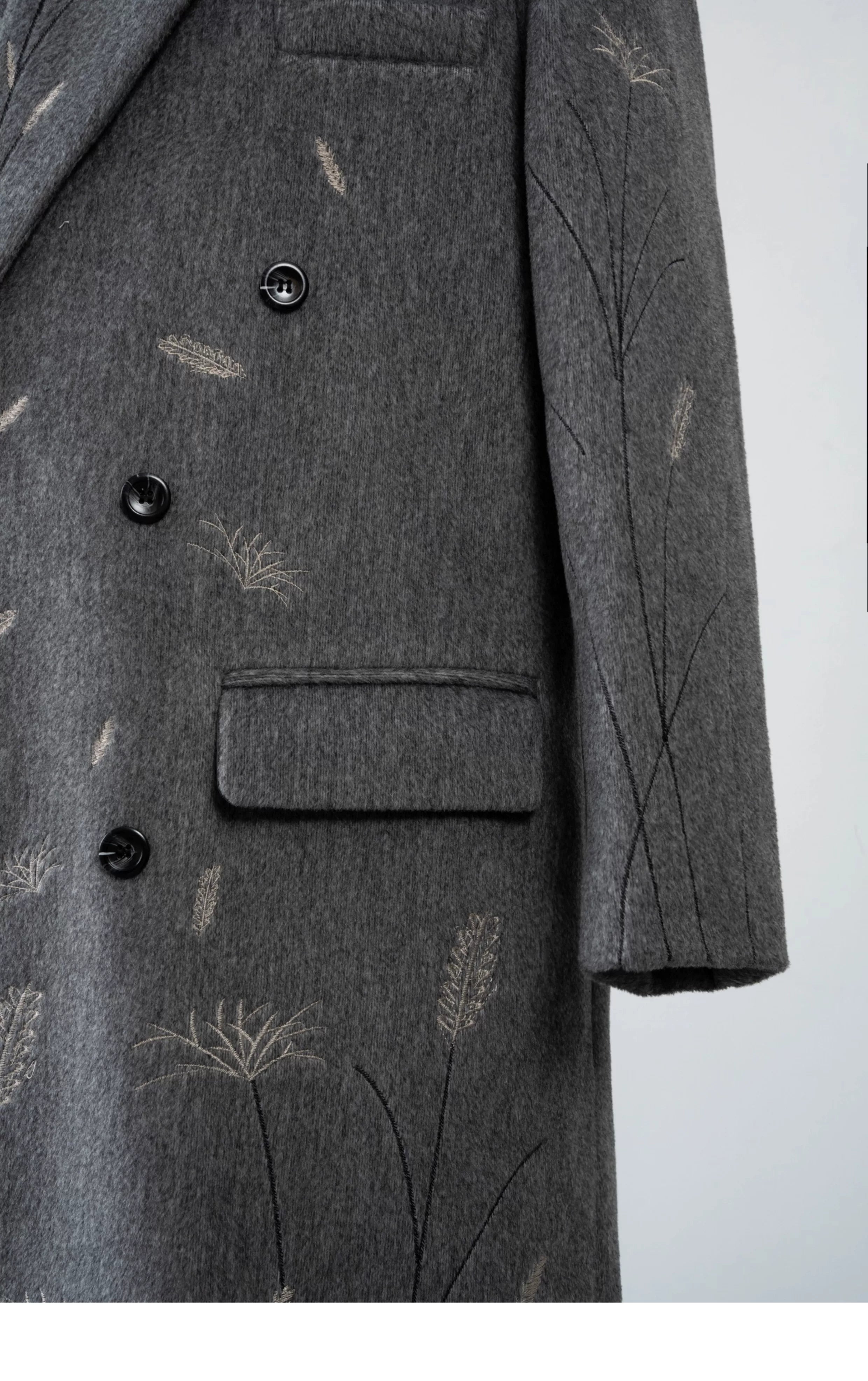 Ash Meadow Embroidered Wool Overcoat