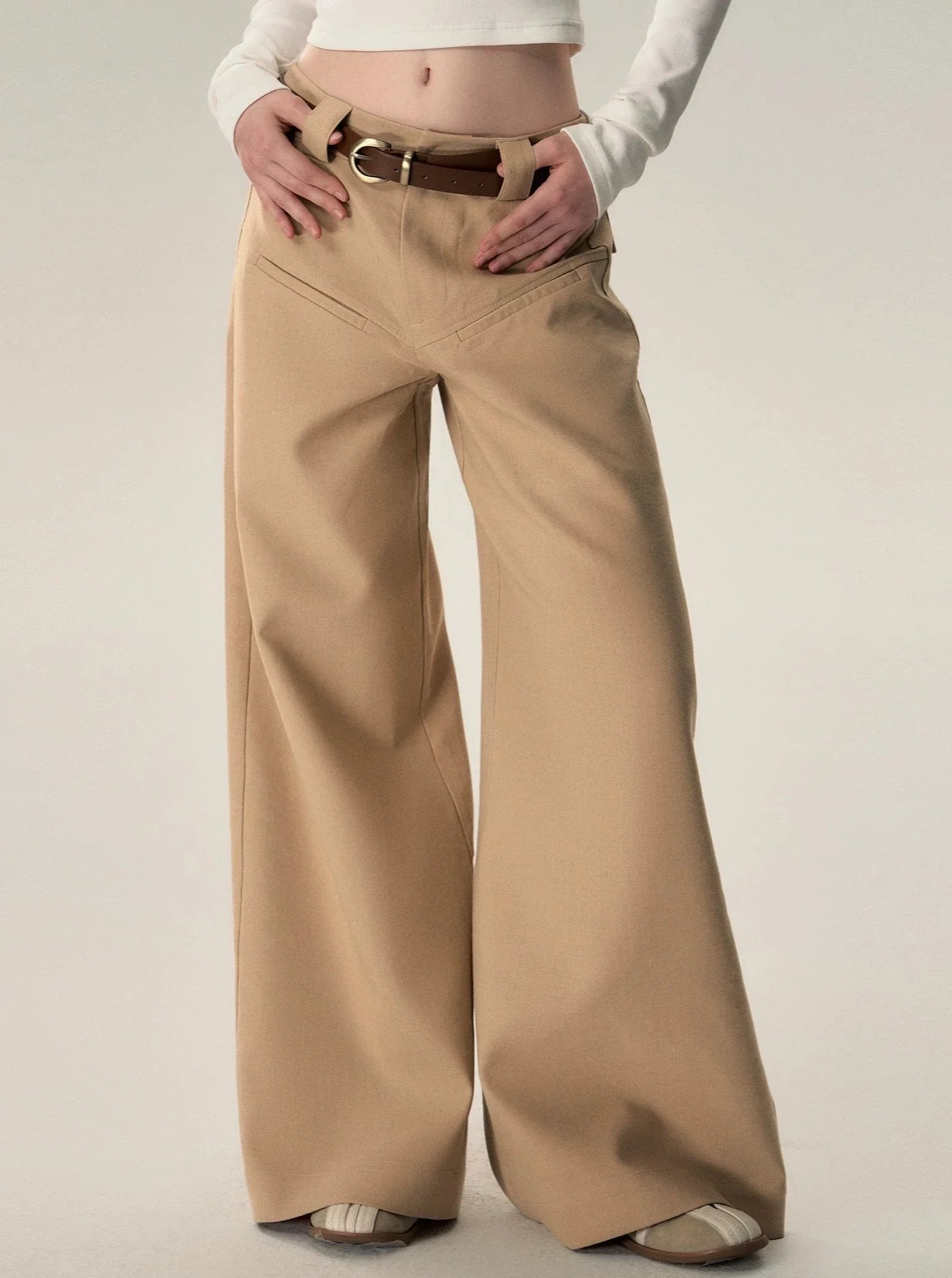 Vintage Loose Wool Low Rise Casual Pants - chiclara