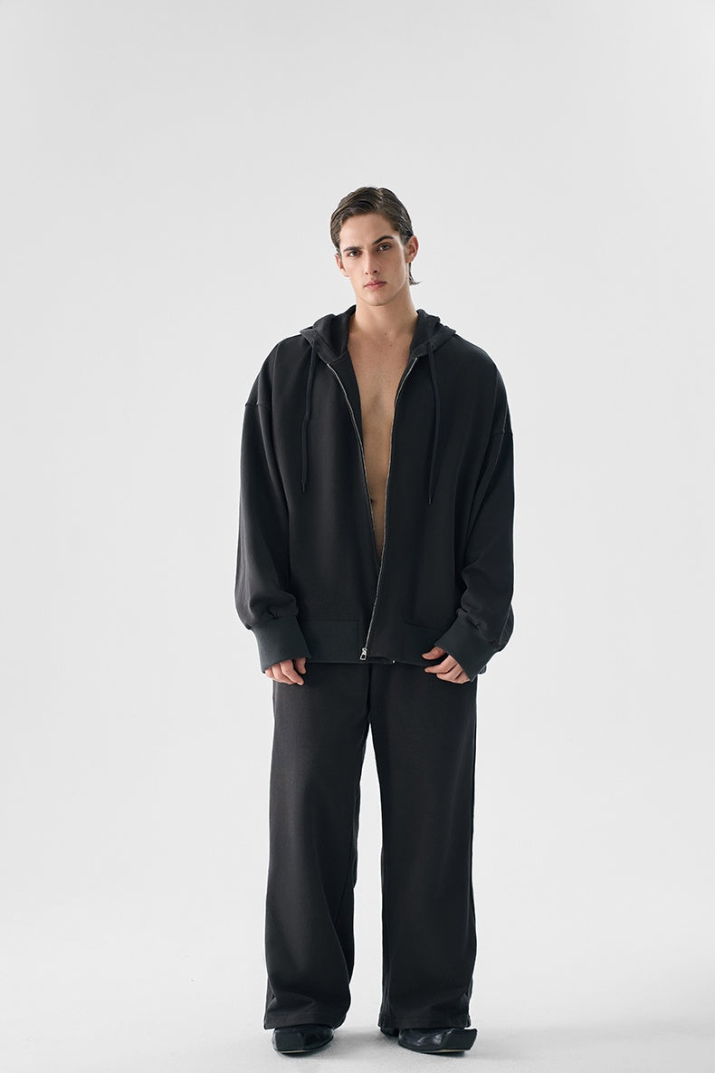 Shadow Luxe Oversized Zip Hoodie and Pants Setup