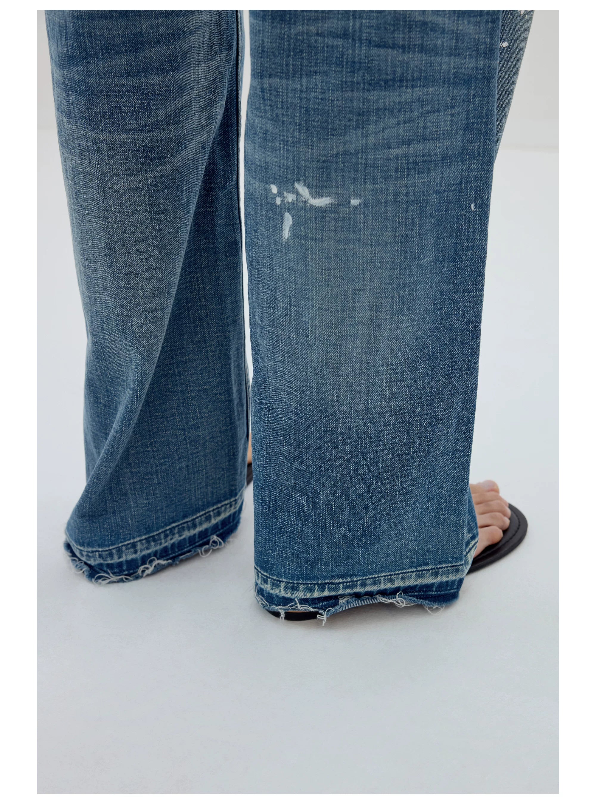 Paint-Splatter Wide-Leg Jeans