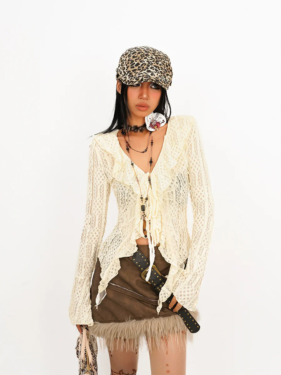 Nico Molly Boho Crochet Cardigan - Cream (Women's)