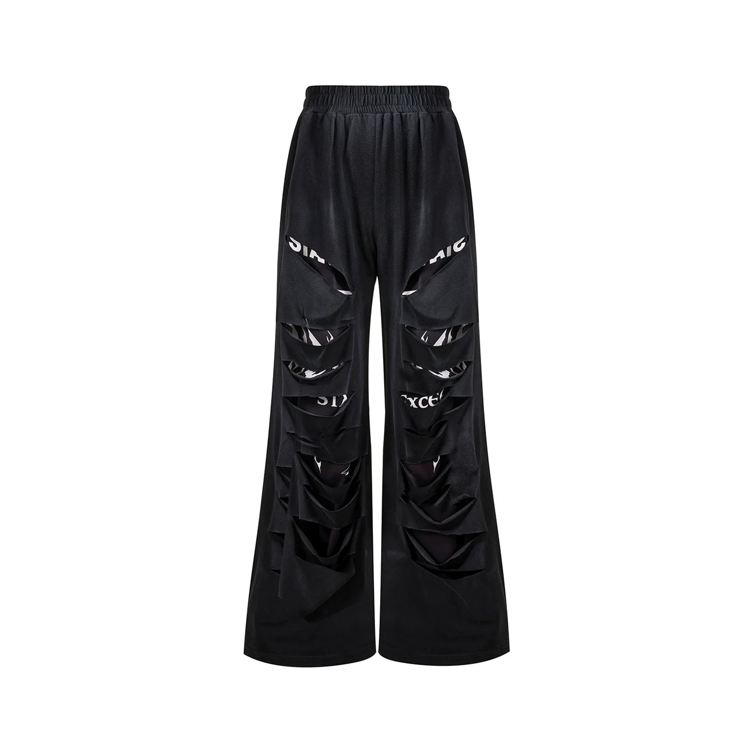 Slashed Text Layered Tee & Micro Flare Pants Setup