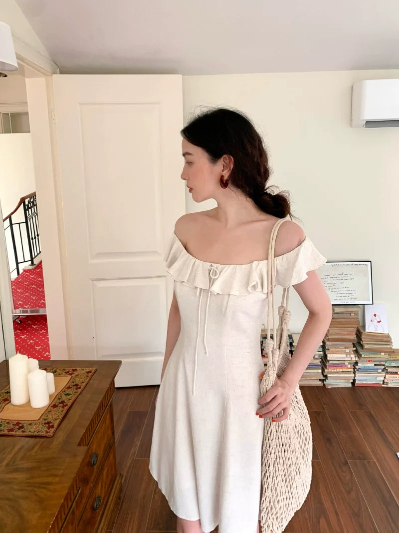 White Ruffle Sleeveless Mini Dress