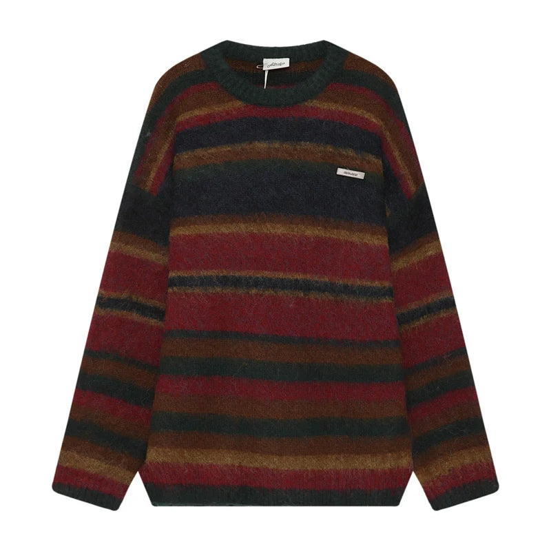 Multicolor Striped Fuzzy Sweater