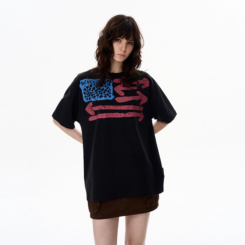 Vintage Flag Graphic Oversized T-Shirt