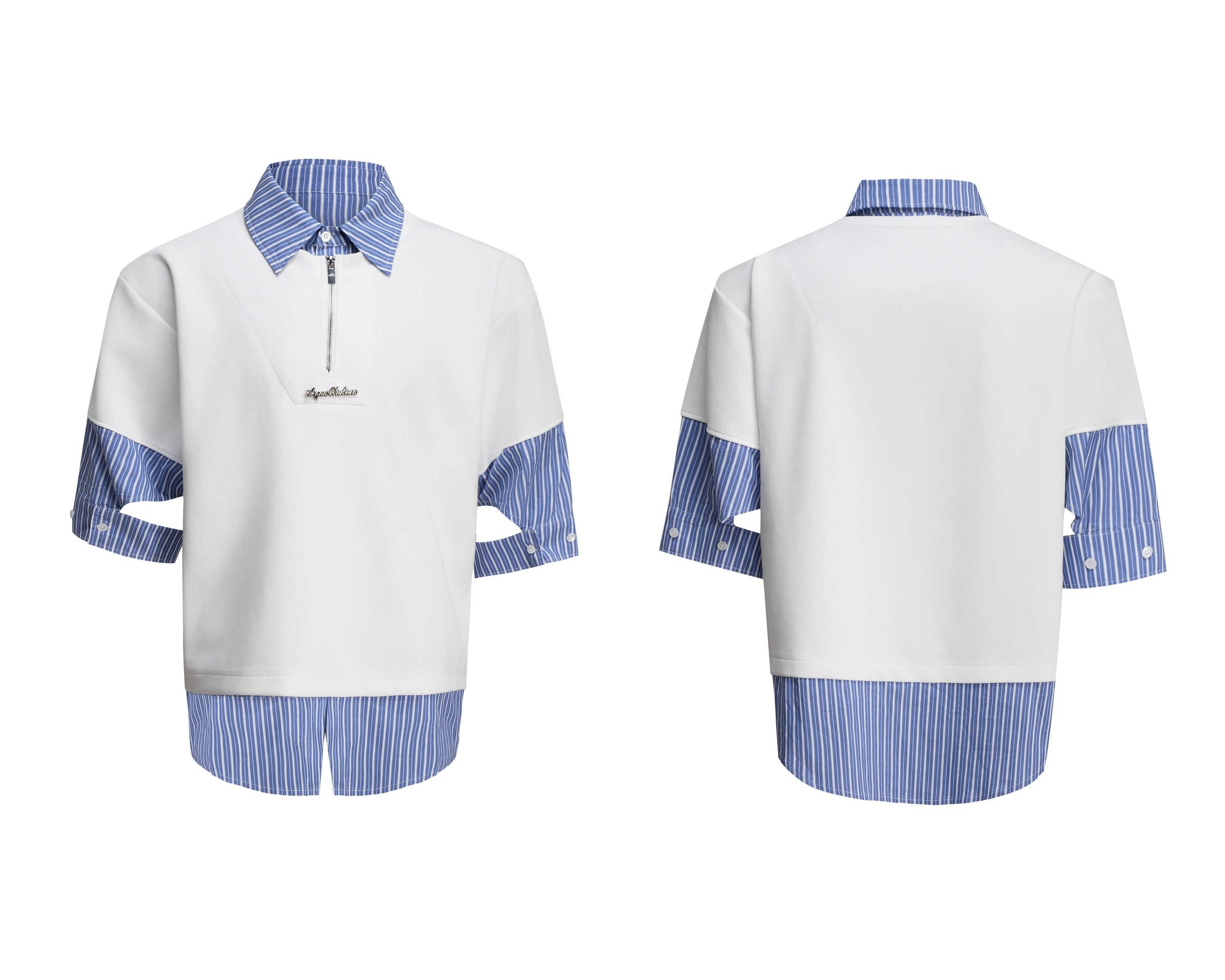 Striped Sleeve Quarter Zip Sweater