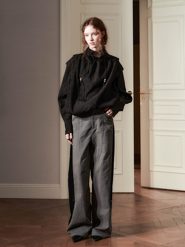 Oversized High-Neck Blouse