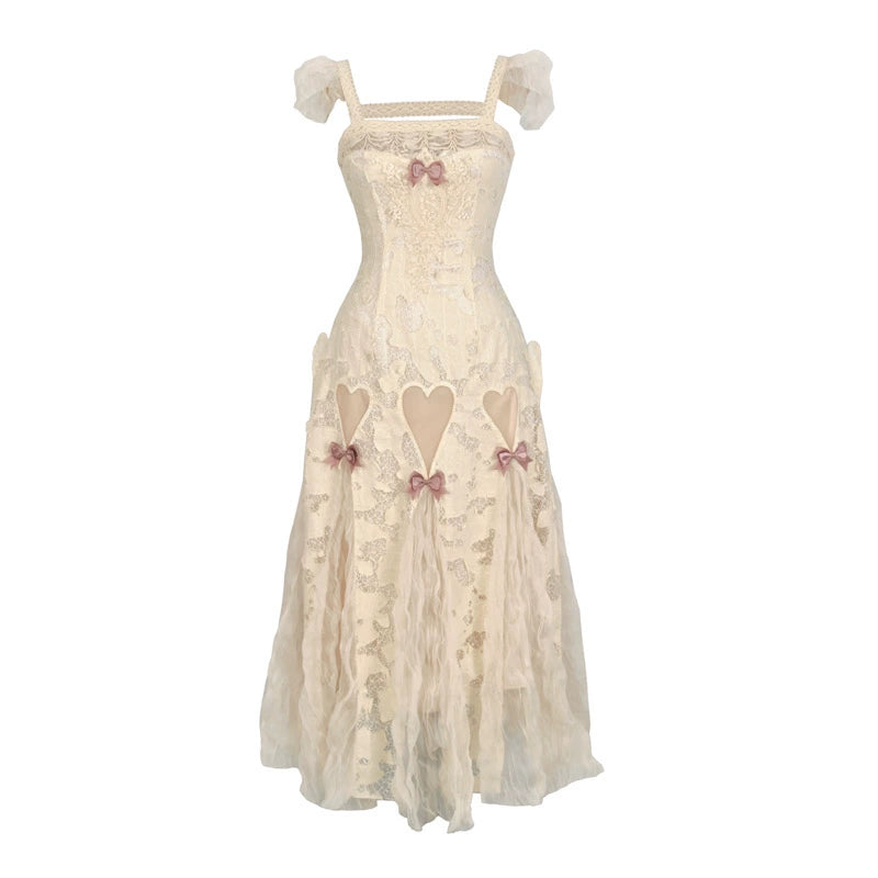 Vintage Lace Heart Cutout Gown