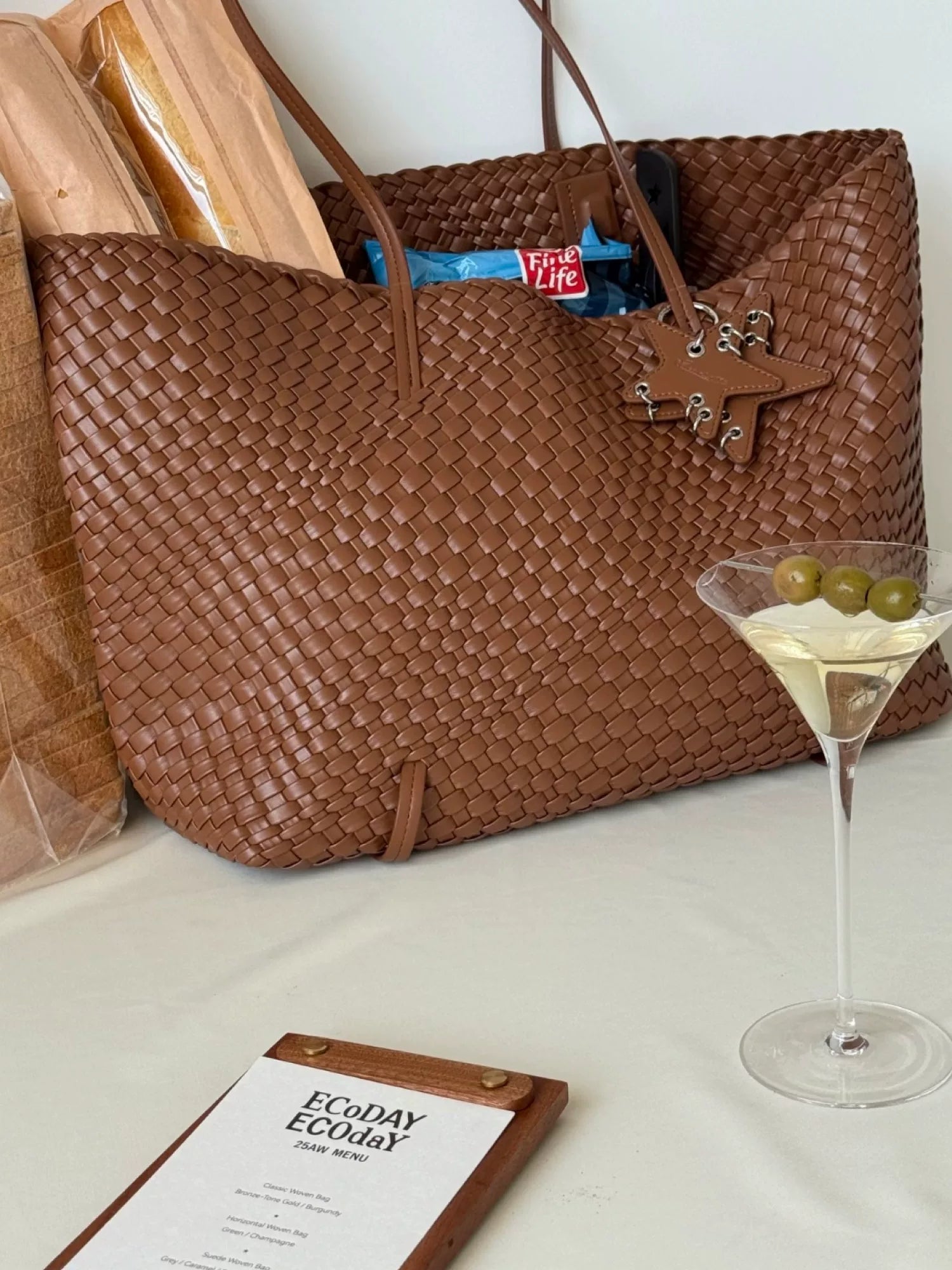 Metallic Woven Wide Commuter Tote - view 4