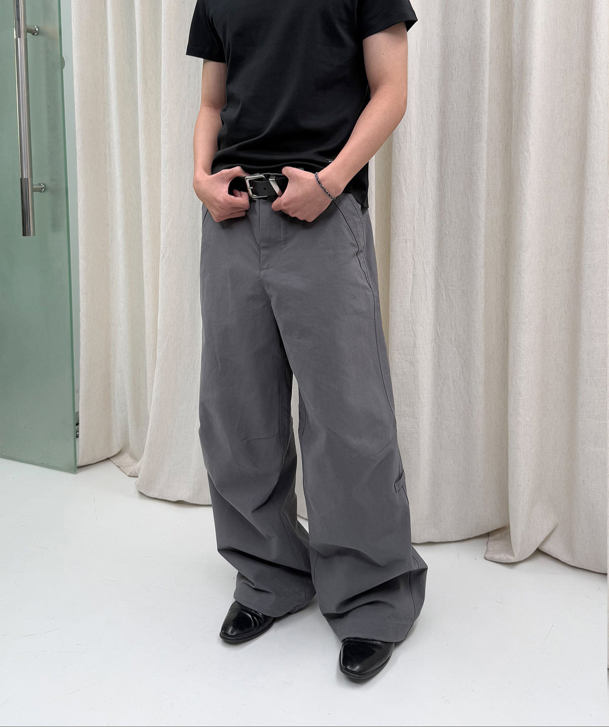 Washed Wide-Leg Trousers