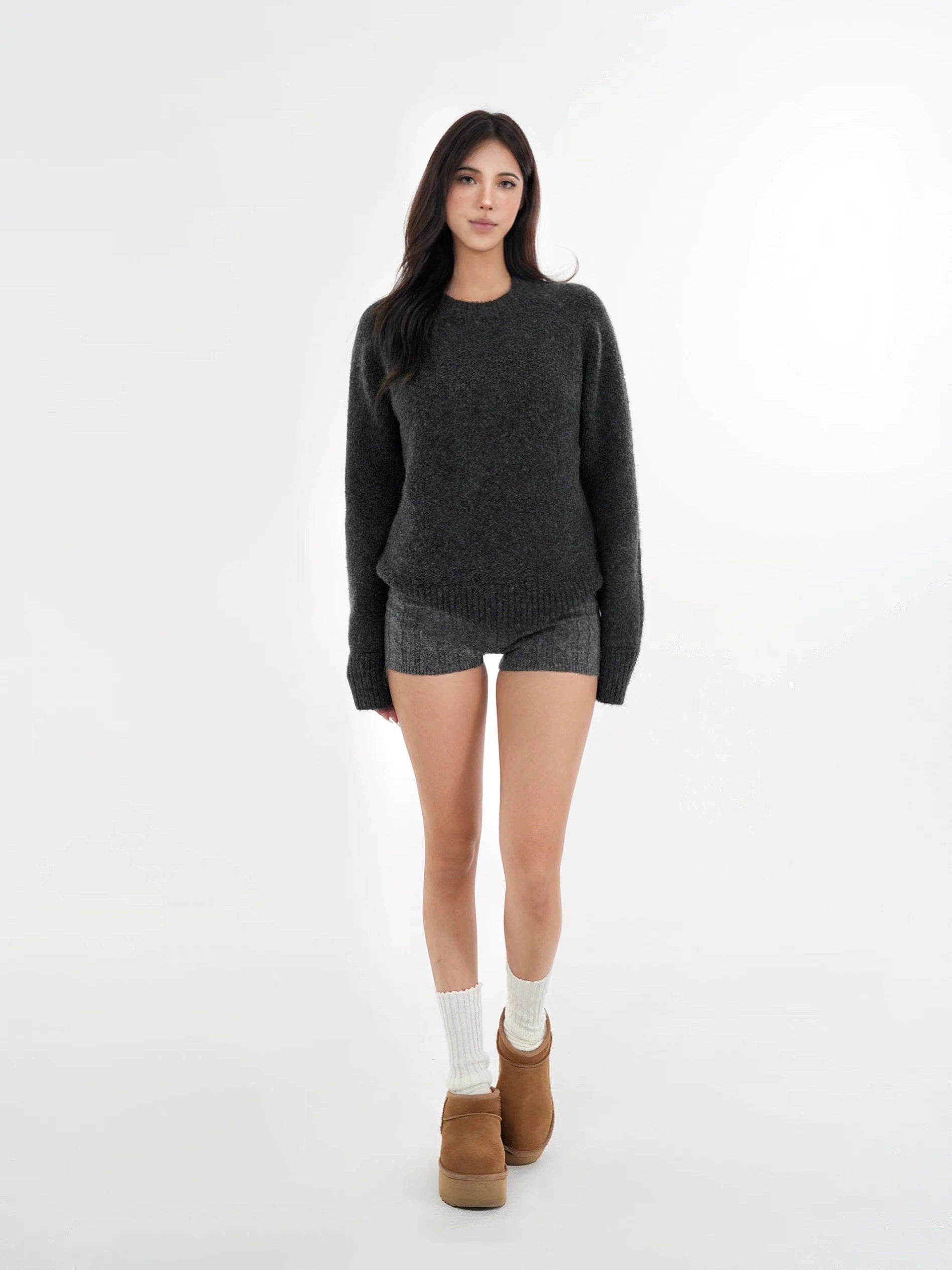 Cable Knit Straight-Leg Casual Pants