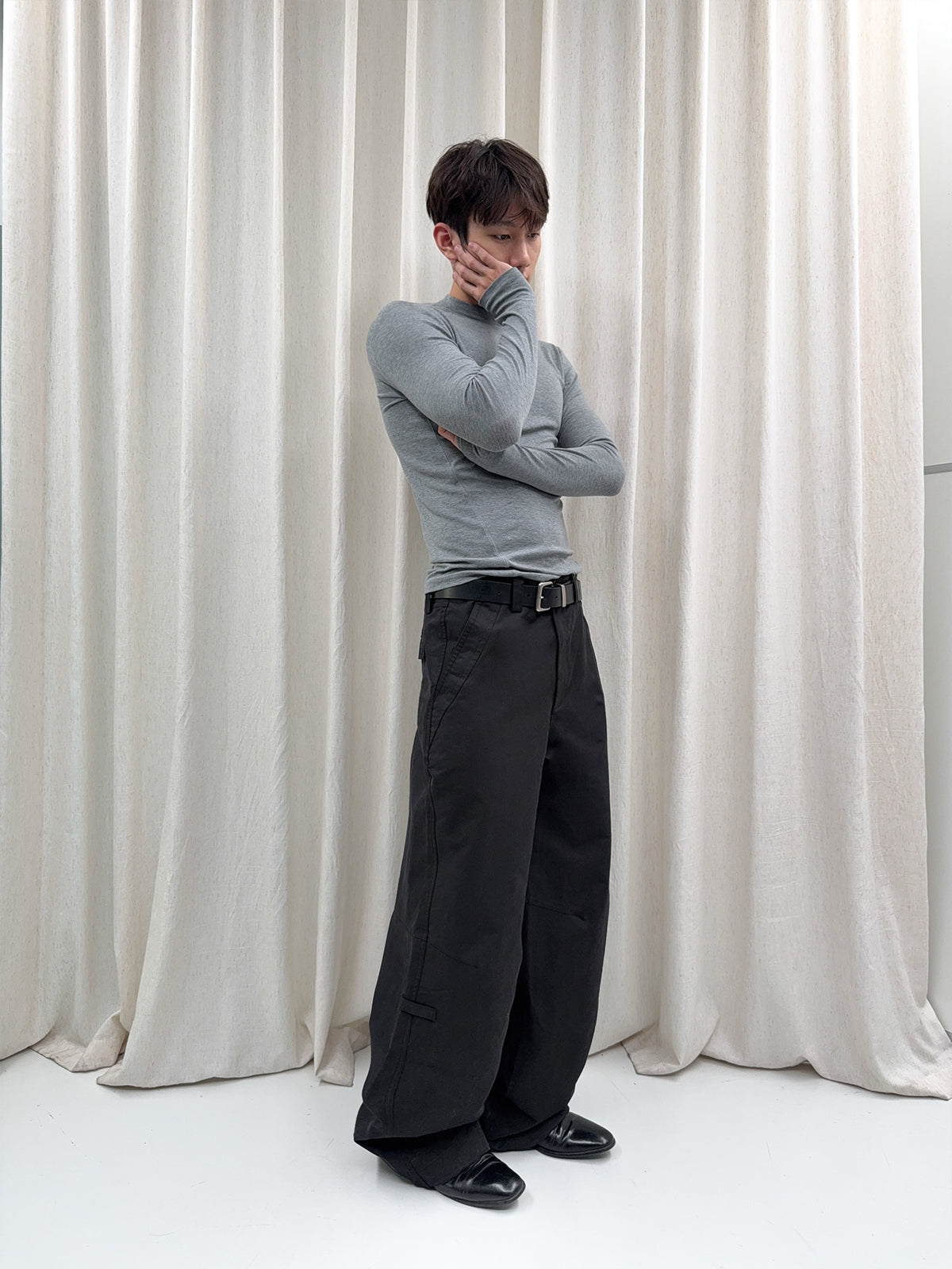 Washed Wide-Leg Trousers