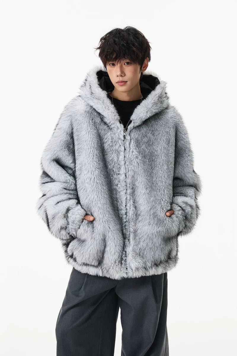 Glacier Haze Faux-Fur Hoodie Coat