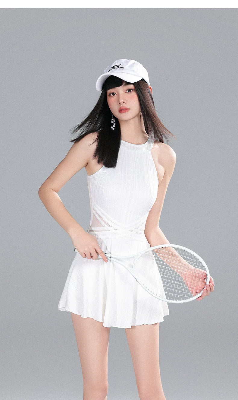 Court Bliss White Tennis Dress Romper