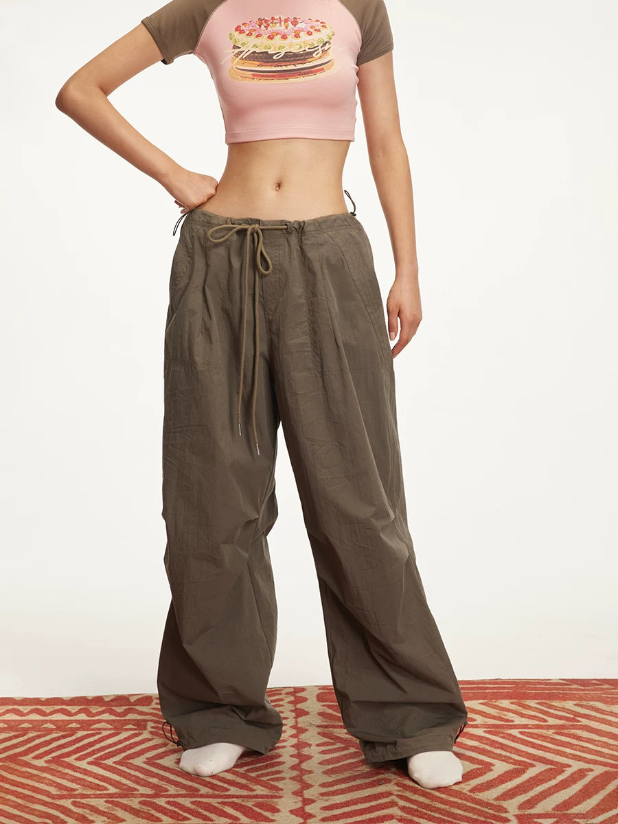 Relaxed Drawstring Parachute Cargo Pants