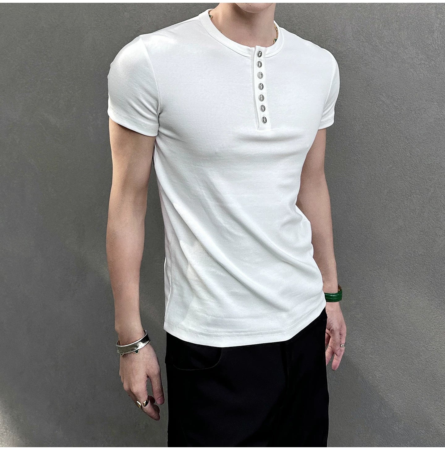 Midnight Gaze Grommet Placket Tee