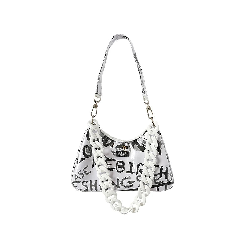 Graffiti Chain Crescent Shoulder Bag - view 5