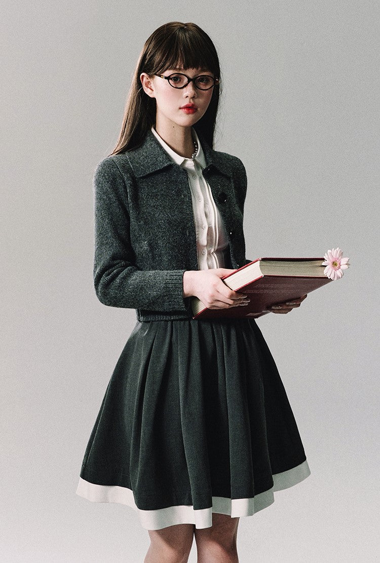 Contrast Trim School Skirt