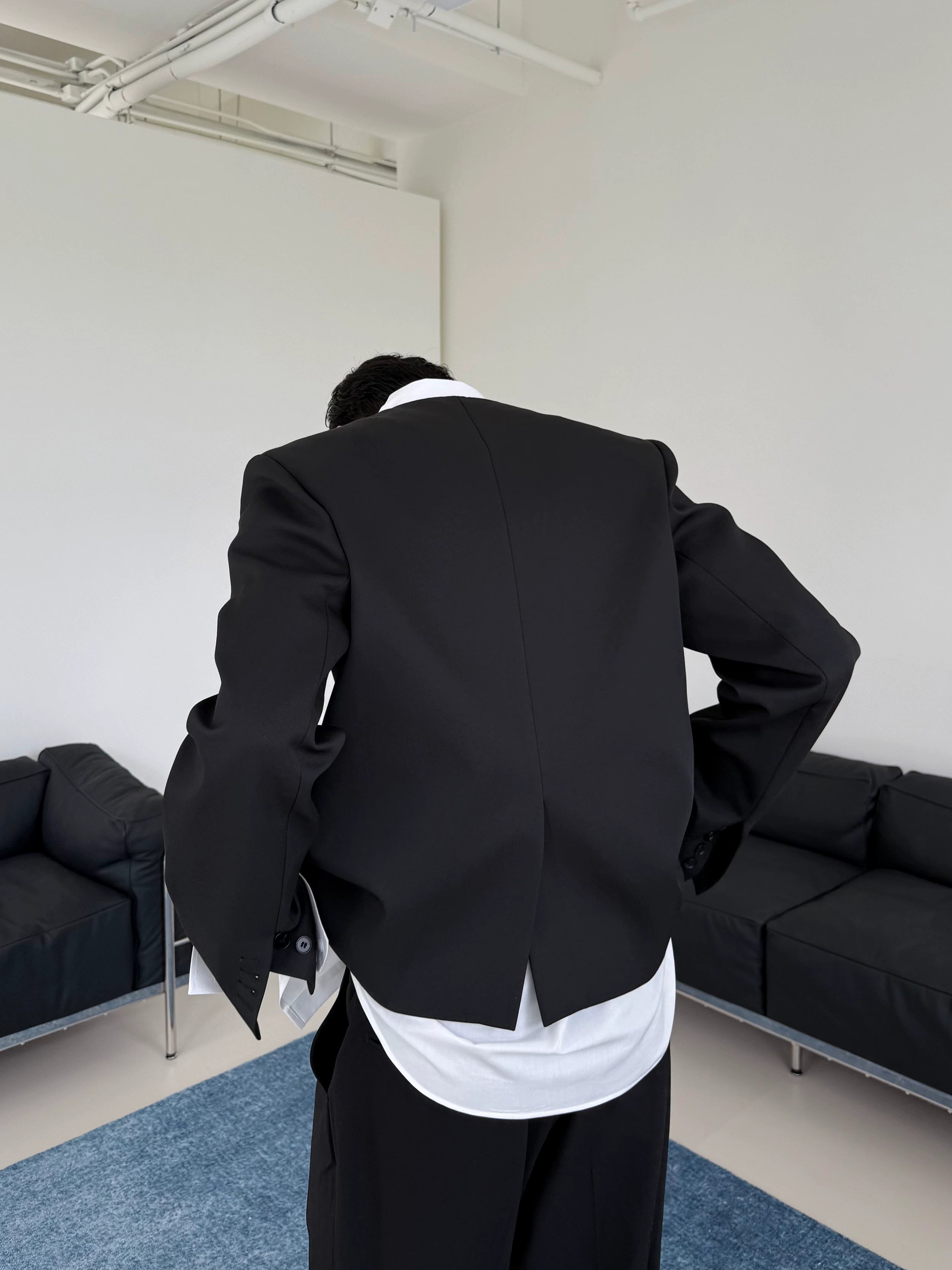 Noir Column Structured Button Blazer