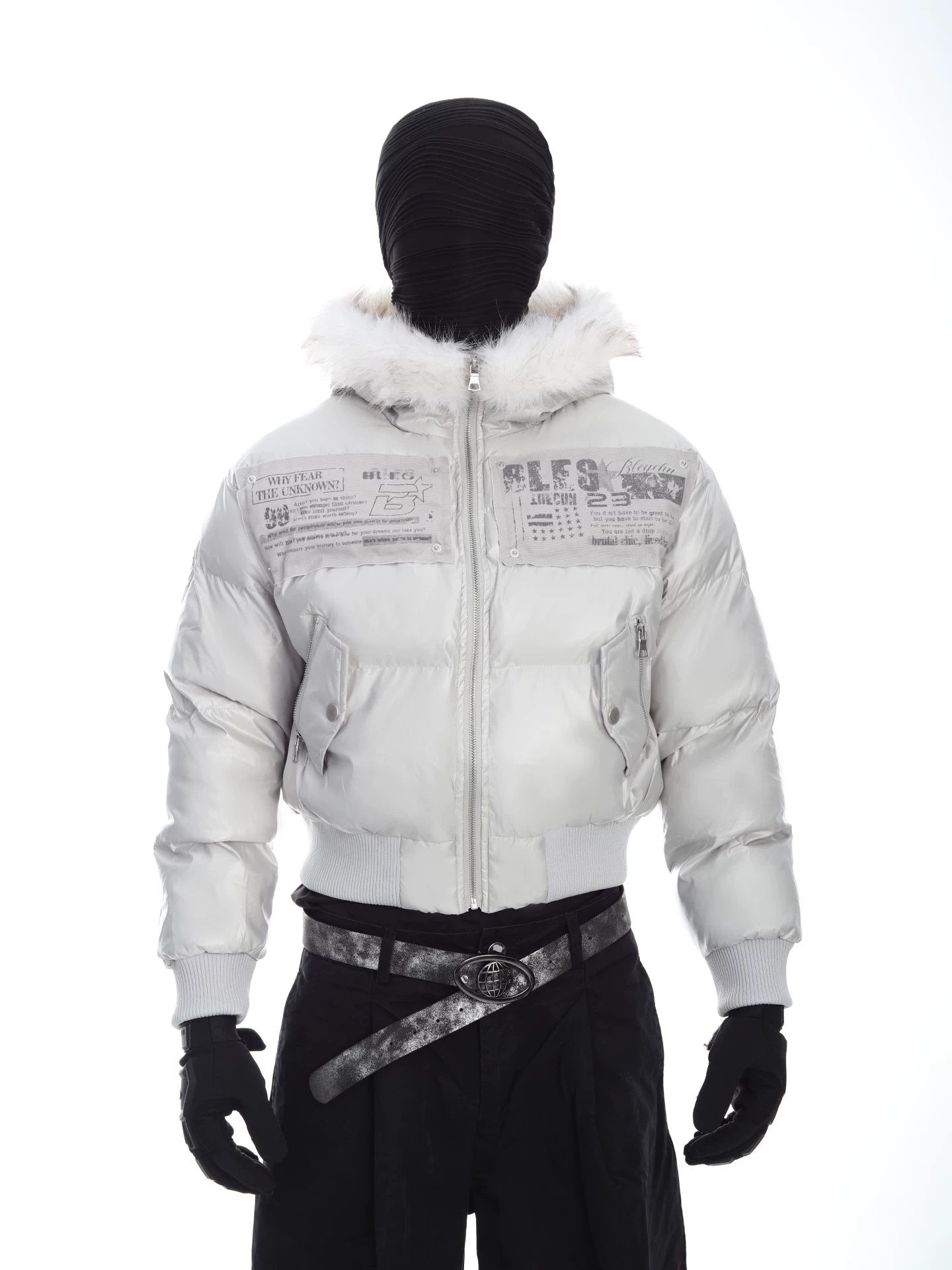 Frost Signal Fur-Trimmed Patch Puffer Jacket
