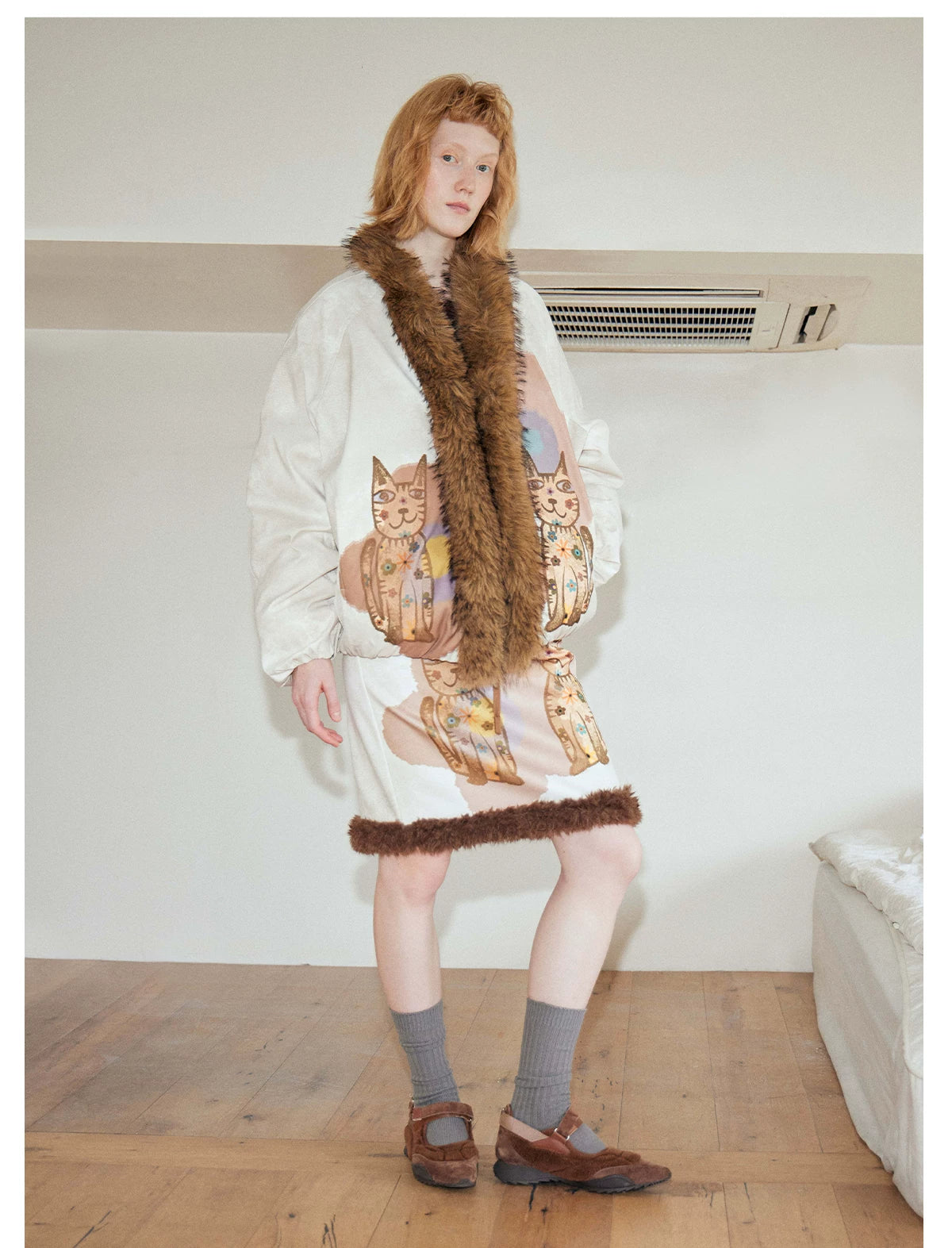 Cosmic Kitty Faux Fur Embrace Bomber