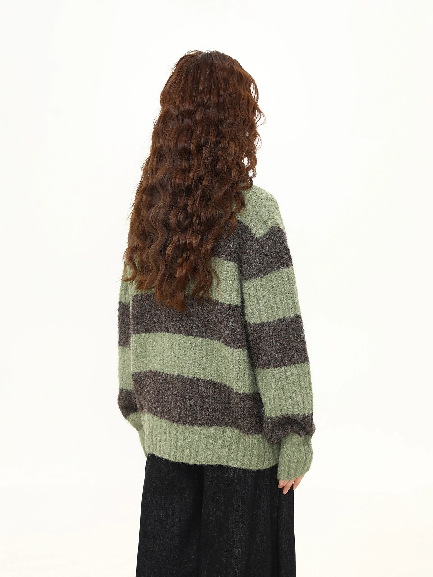 Sage Mocha Fuzzy Stripe Cardigan
