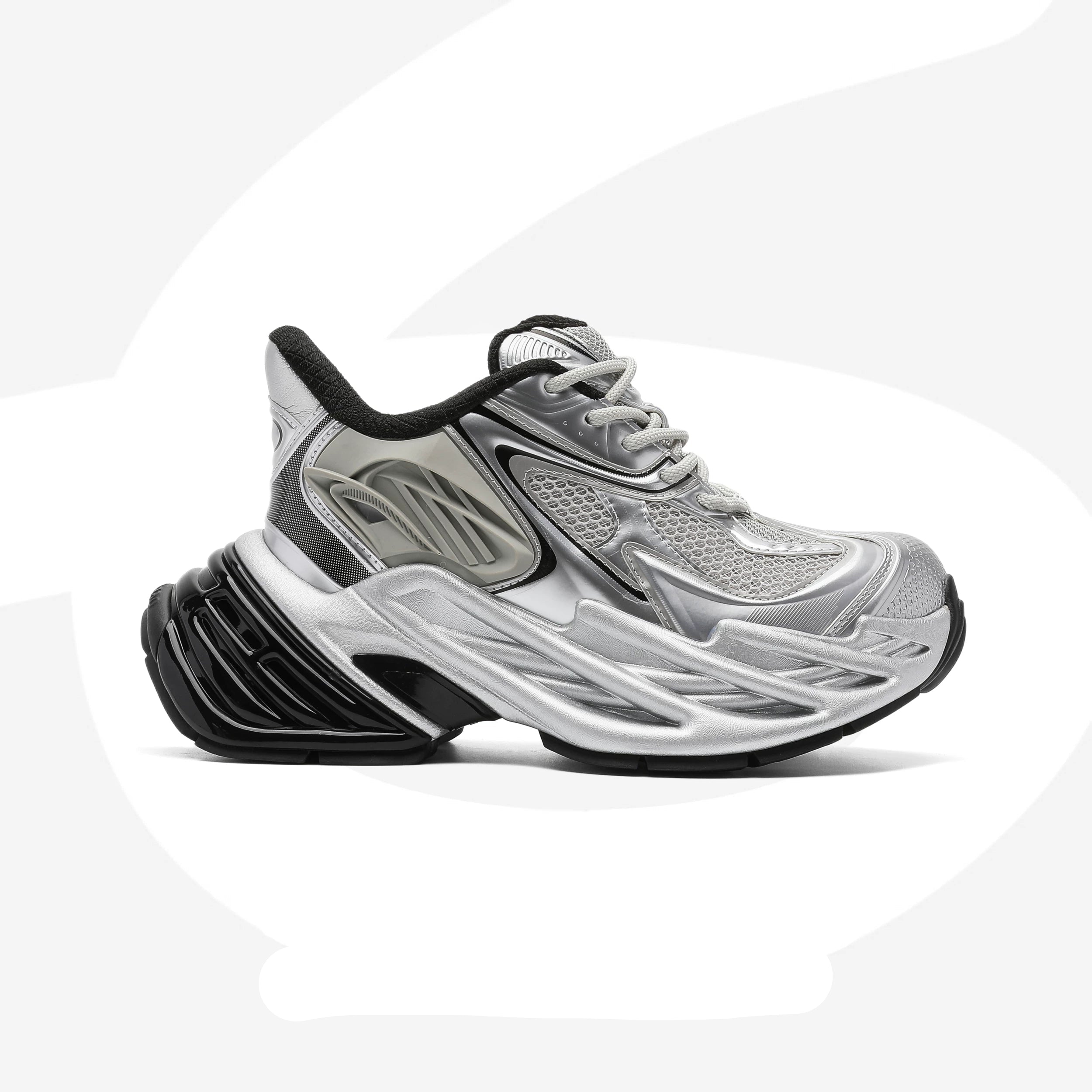 Futuristic Metallic Platform Runner Sneakers