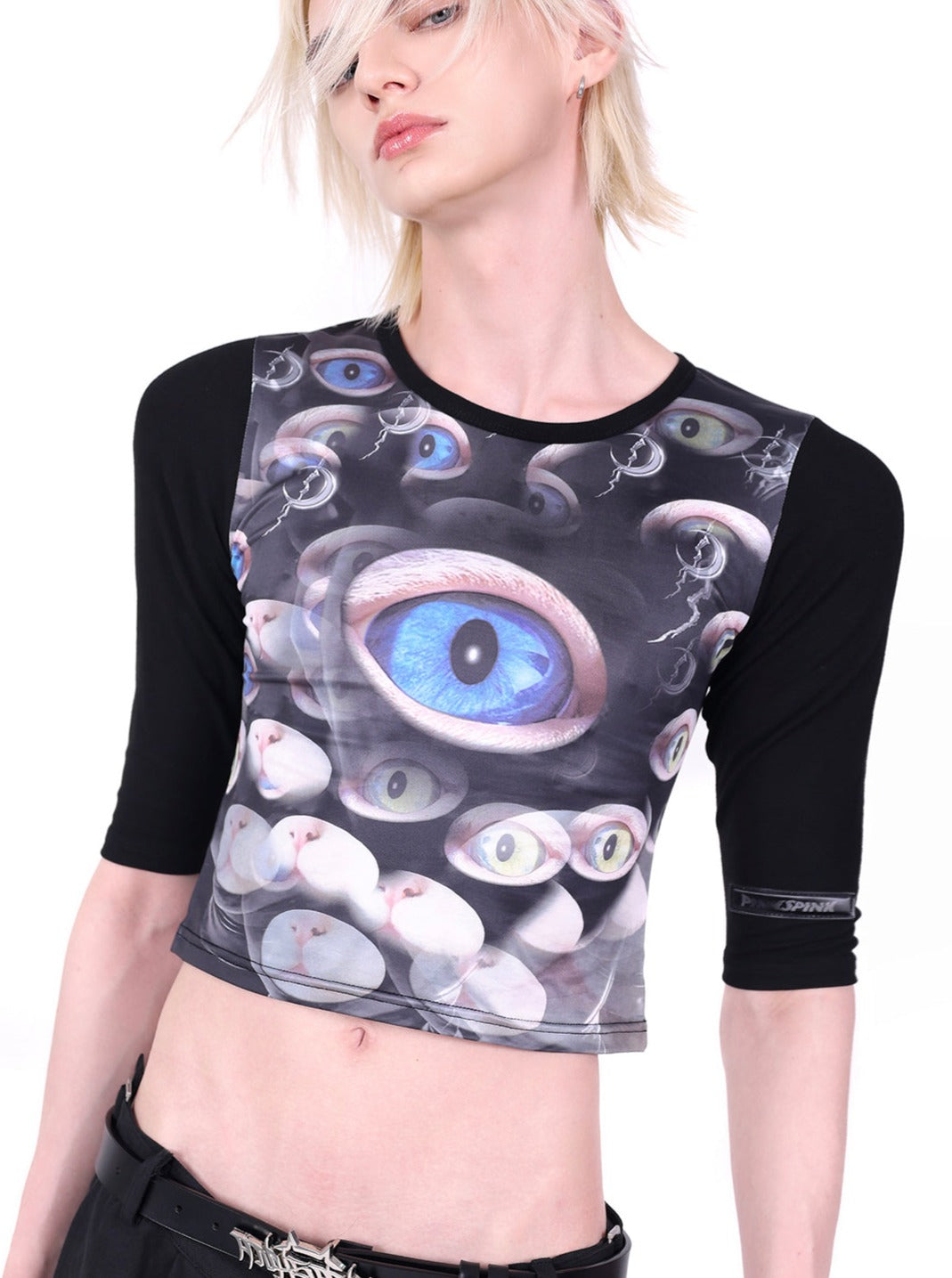 PINKSPINK Surreal Eyes Long Sleeve Top - Black Multi