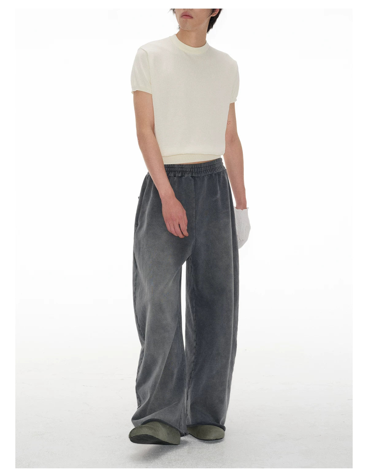 Mock Neck Short-Sleeve Knit Tee