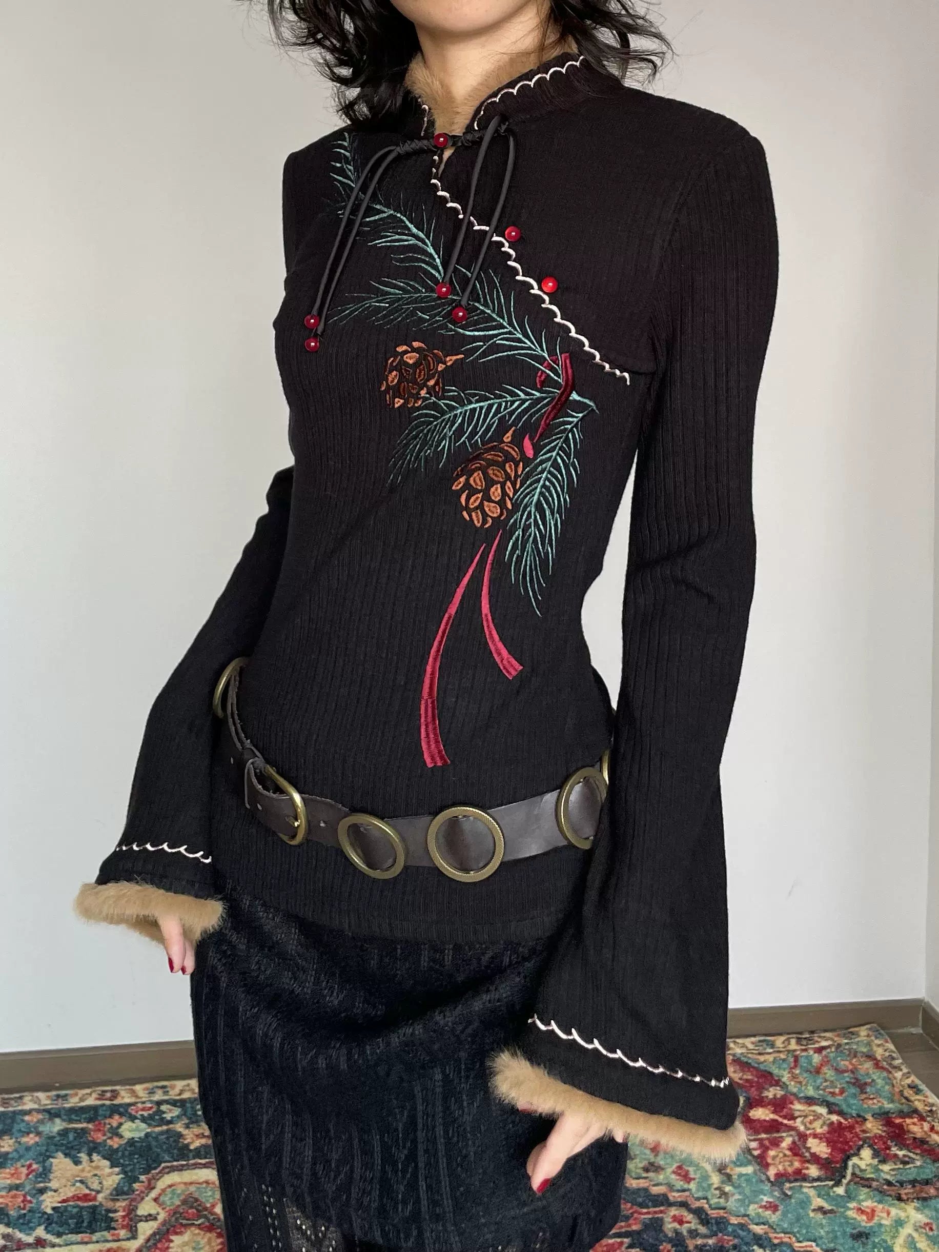 Pine Embroidered Sweater