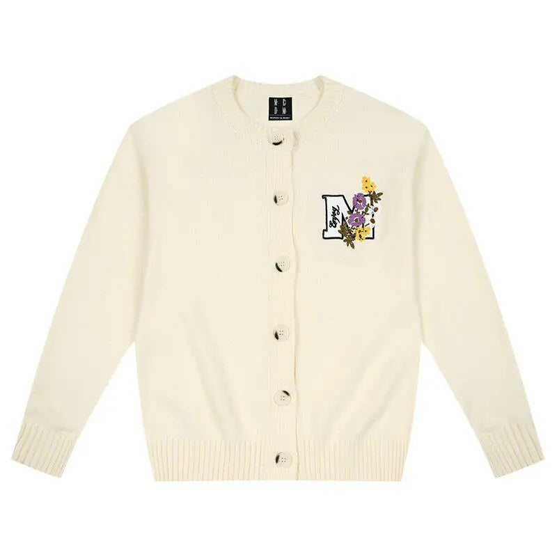 Floral Embroidered Button-Up Cardigan