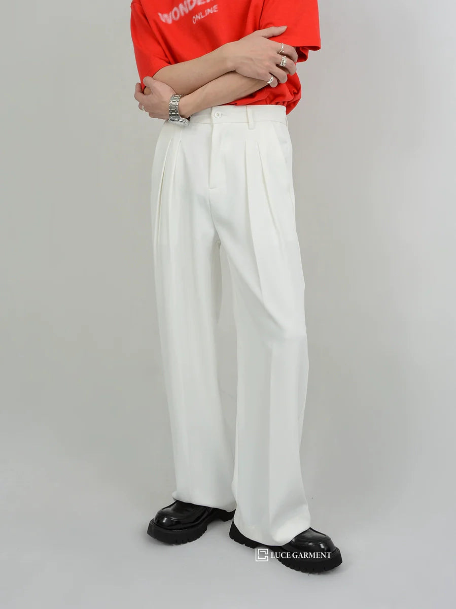 Pleated Wide-Leg Trousers