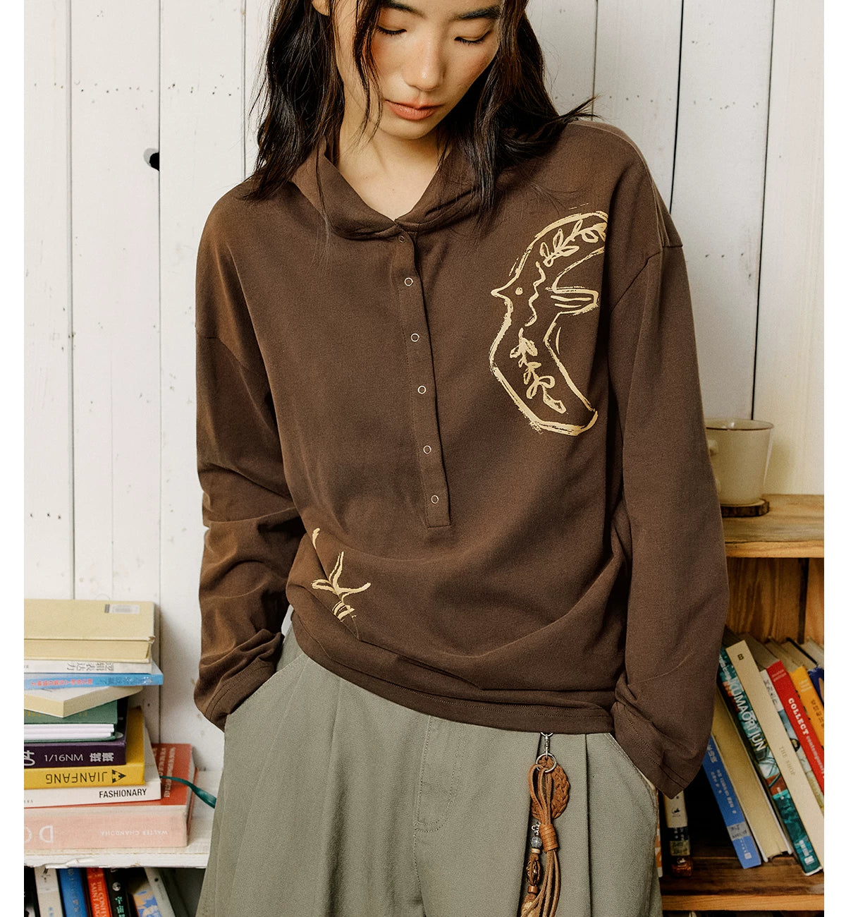 Graphic Embroidered Oversized Polo Shirt