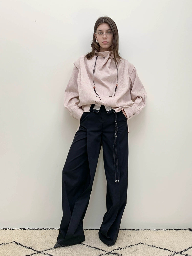 Oversized High-Neck Blouse