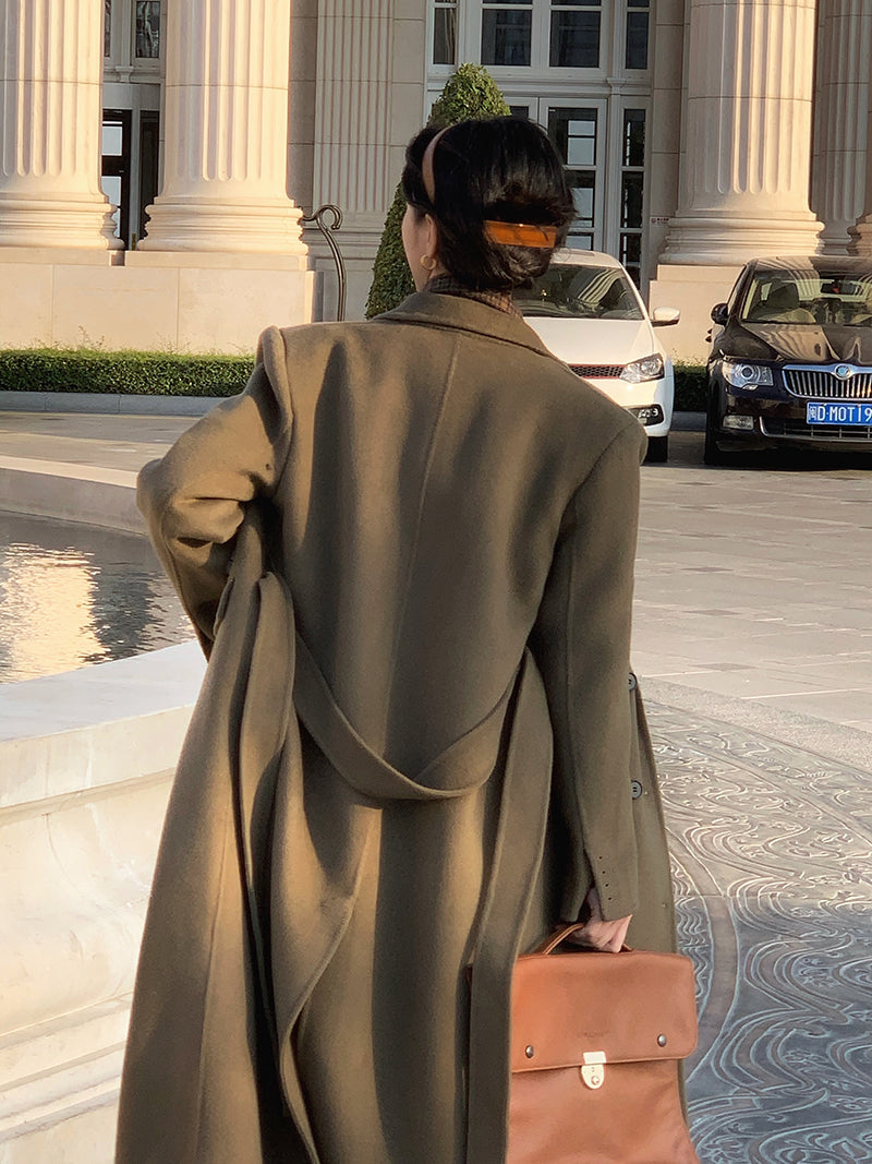 Olive Double-Breasted Coat