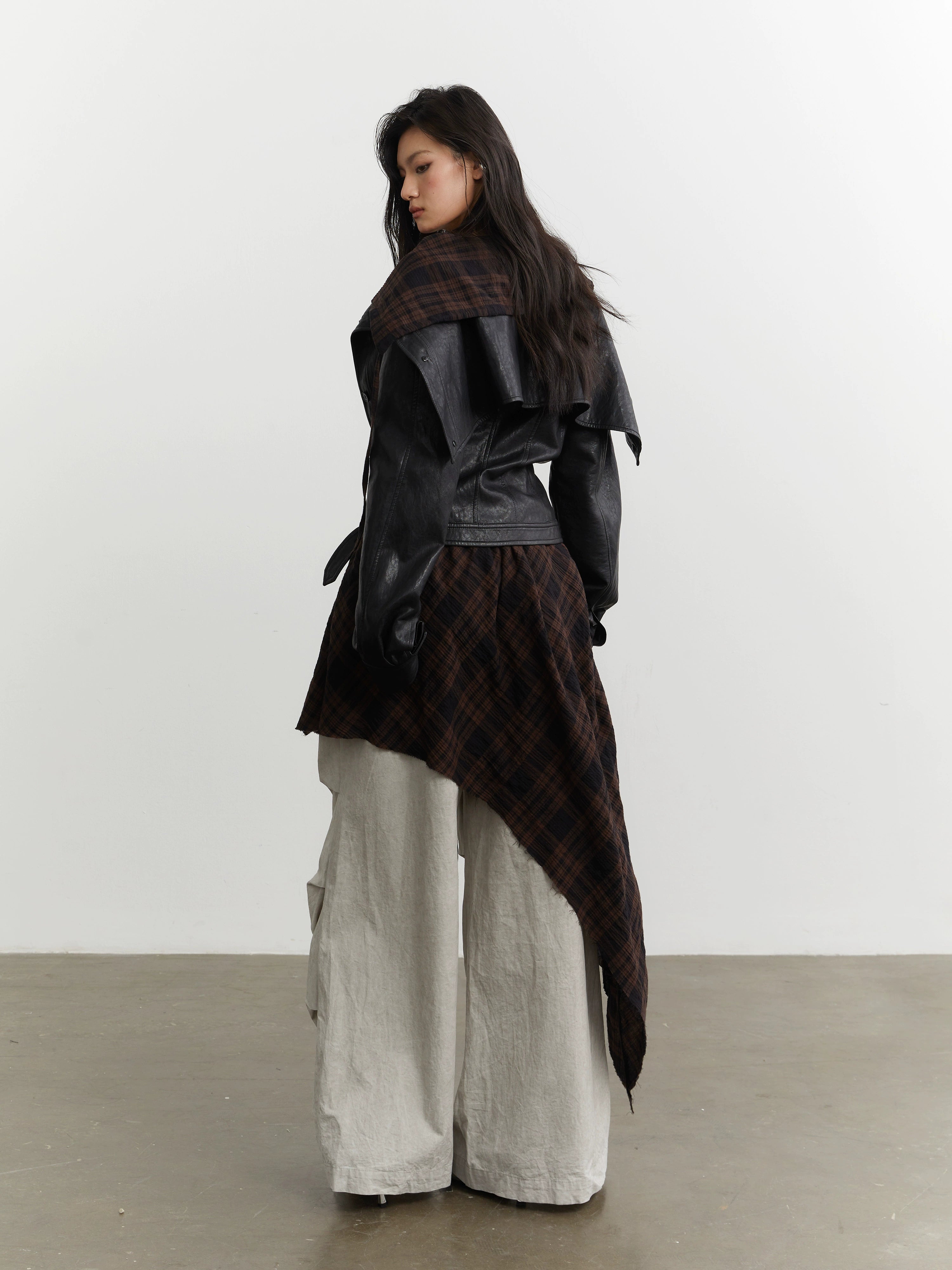 Plaid Rogue Convertible Leather Jacket and Skirt Setup