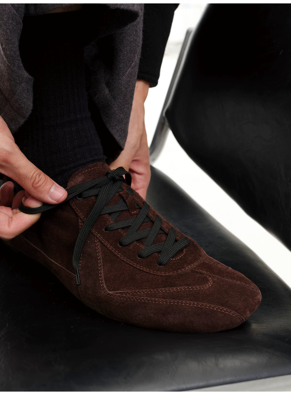 Suede Minimalist Lace-Up Sneakers