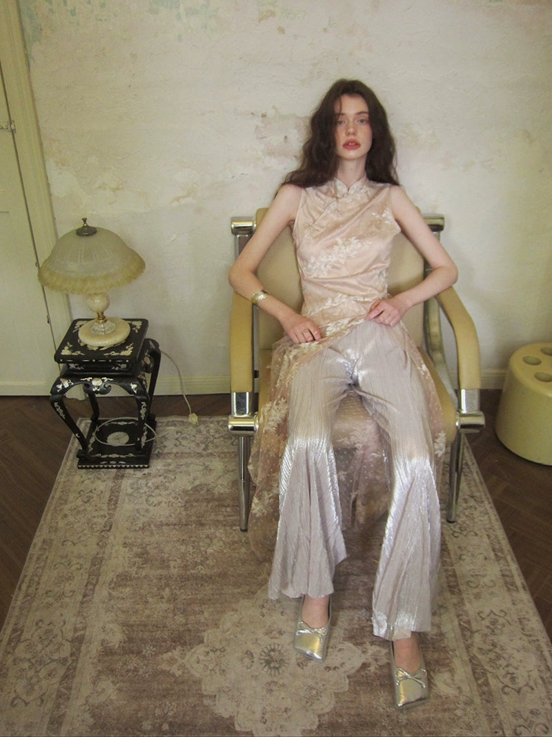 Sheer Embroidered Overlay Dress