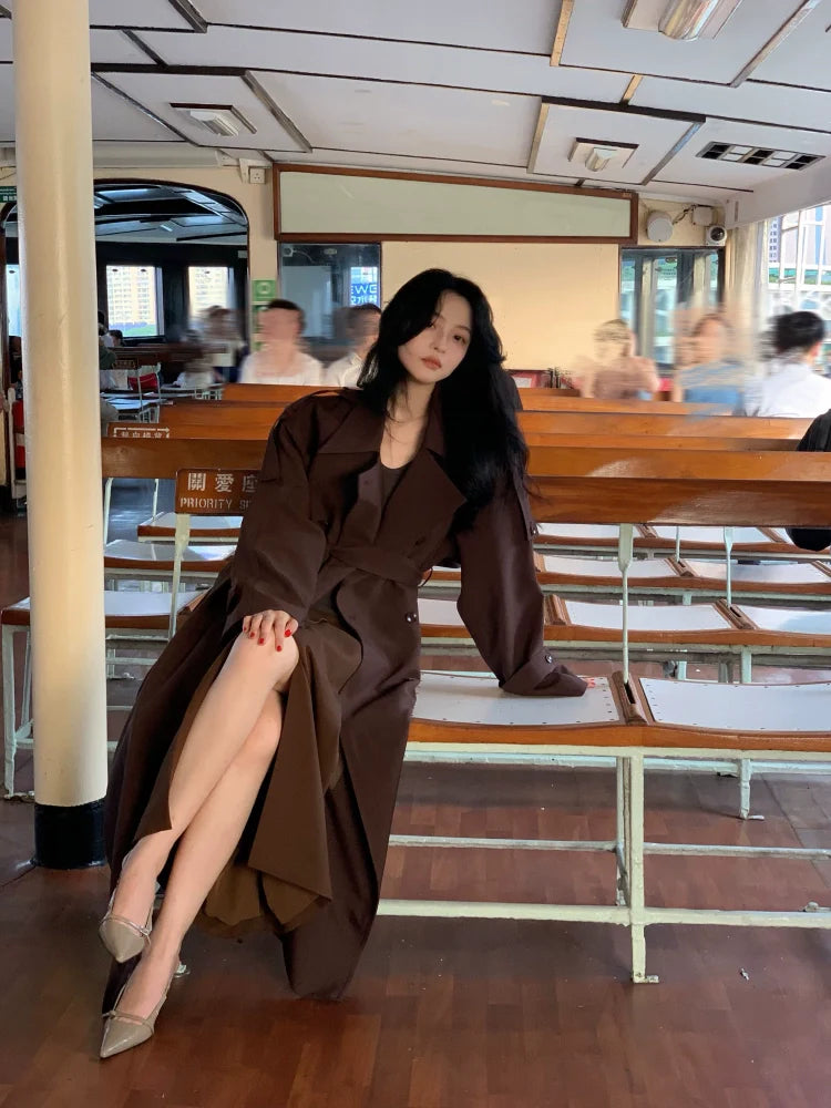 Long Belted Trench Coat
