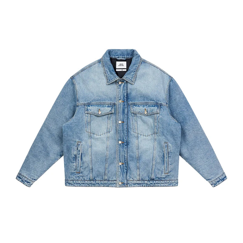 Bold Embossed Logo Denim Jacket - chiclara