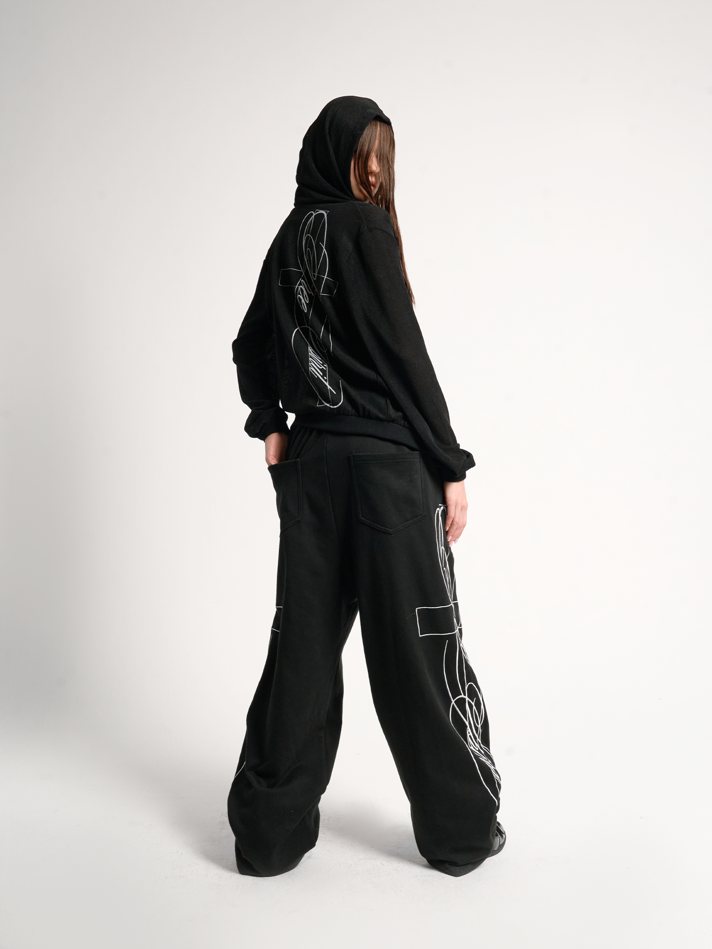 Cross Script Wide-Leg Track Pants