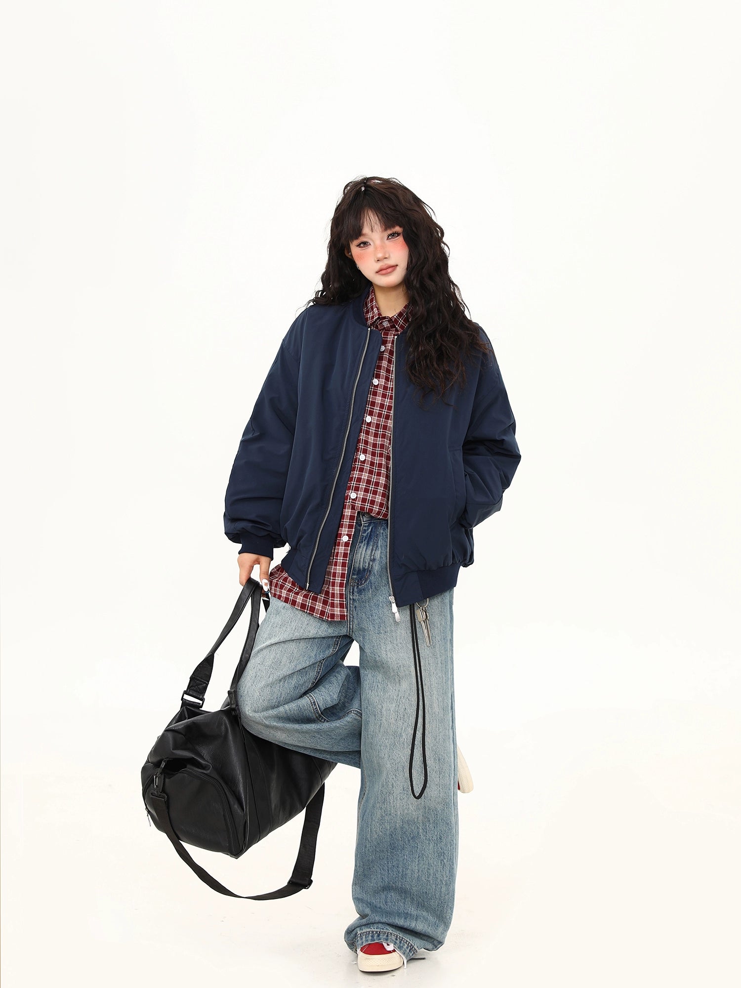 Midnight Campus Oversized Bomber Jacket