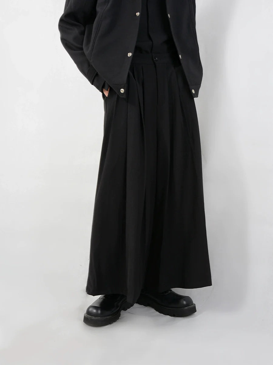 Super Wide-Leg Pleated Black Palazzo Pants