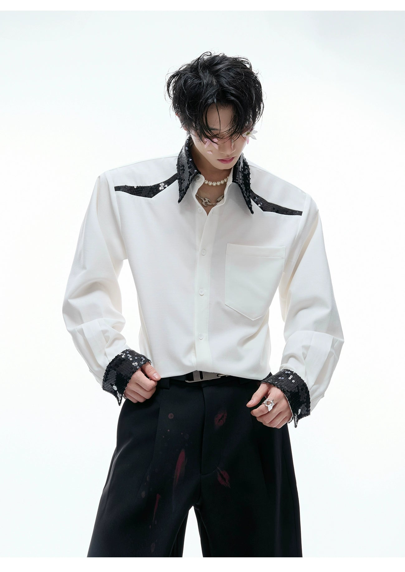 Sequin Trim Party Shirt