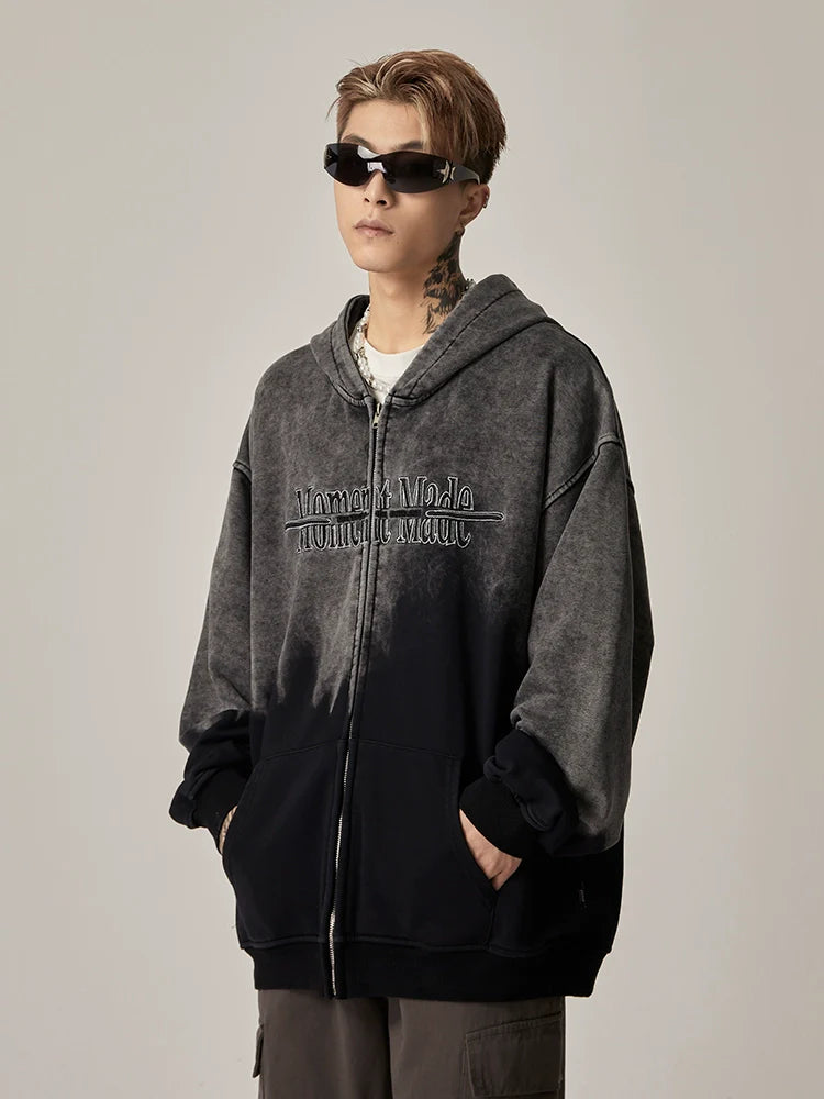 Ombre Moment Mode Oversized Zip Hoodie